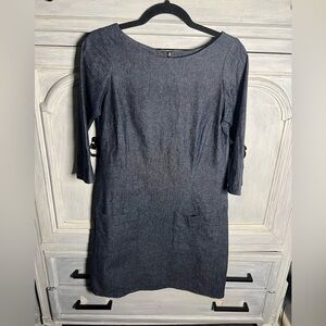 Peg & Kris Denim Boatneck Structured‎ Shift Dress Lagenlook Minimalist Classic